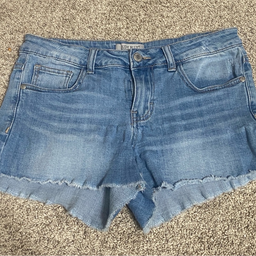 Judy Blue Distressed Shorts, Frayed Hem Size M